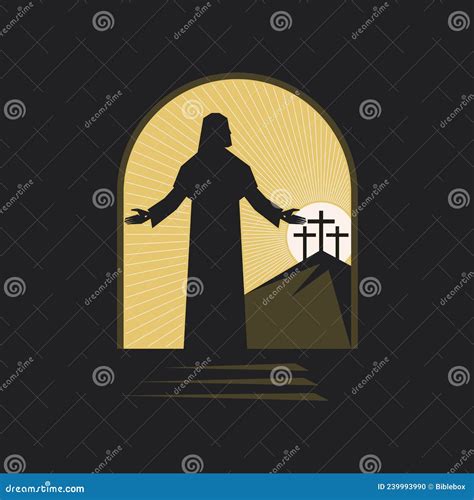 Easter Vector Illustration Jesus Christ Is Resurrected And Comes Out