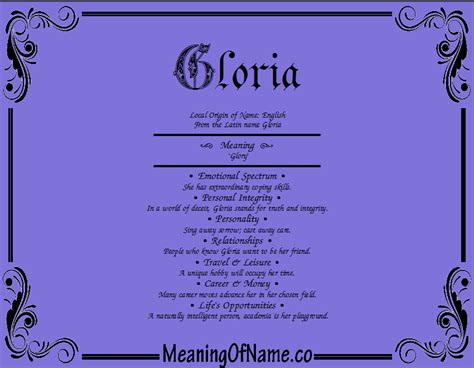 Gloria Meaning Of Name