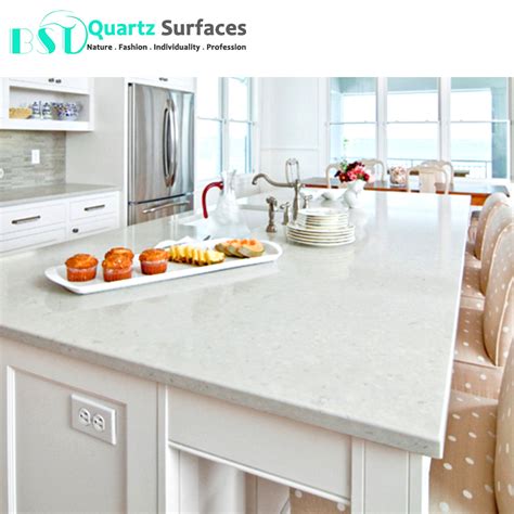 Glacier White Quartz Kitchen Countertop China Artificial Quartz Stone And White Mist Quartz