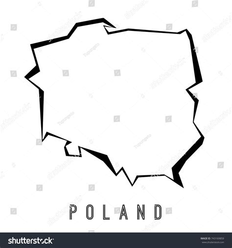 Poland Map Outline Country Shape Sharp Vetor Stock Livre De Direitos