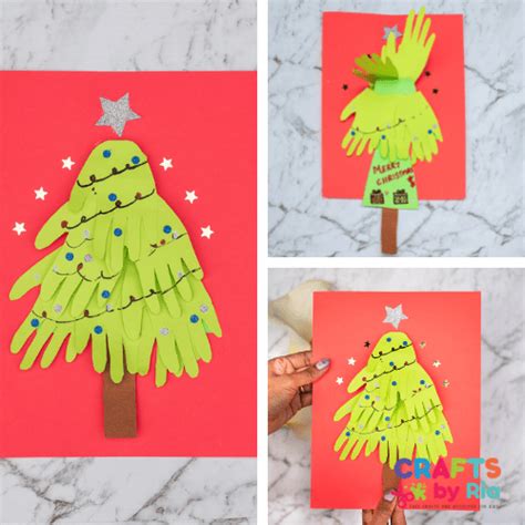 Handprint Christmas Tree Card With Pull Tab Story Crafts By Ria