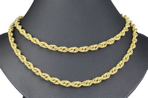 14k Yellow Gold Solid Mens 6mm Italian Diamond Cut Rope Chain Necklace 20 30 Ebay