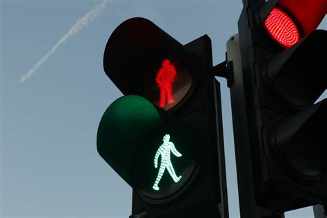 This Traffic Light Was Showing Both The Green And Red Man At Once