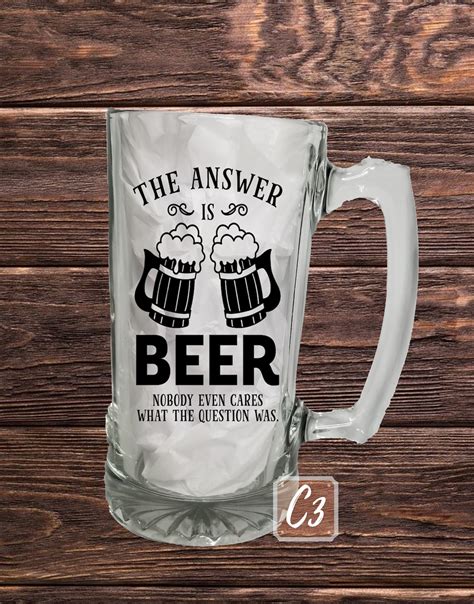 Funny Beer Quote Series Glass Custom Beer Mug Personalized Etsy