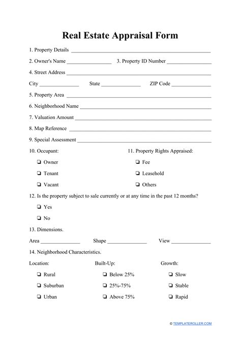 Real Estate Appraisal Form Fill Out Sign Online And Download Pdf