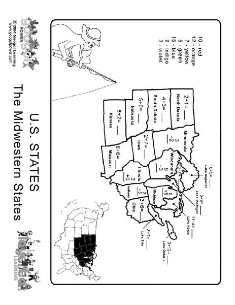 Us States The Midwest States Worksheet For 2nd 3rd Grade Lesson