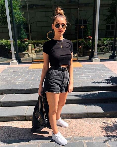 31 black denim shorts outfits for summer styleoholic