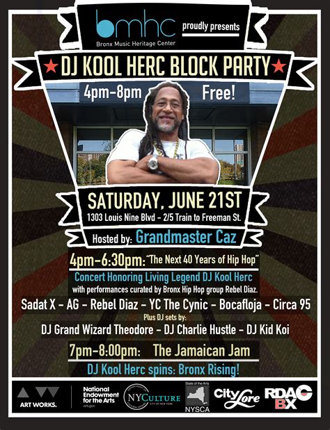 Dj Kool Herc Block Party Saturday June 21st 4pm 8pm Welcome2thebronx