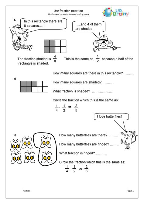 Use Fraction Notation Fraction Worksheets For Year 3 Age 7 8 By
