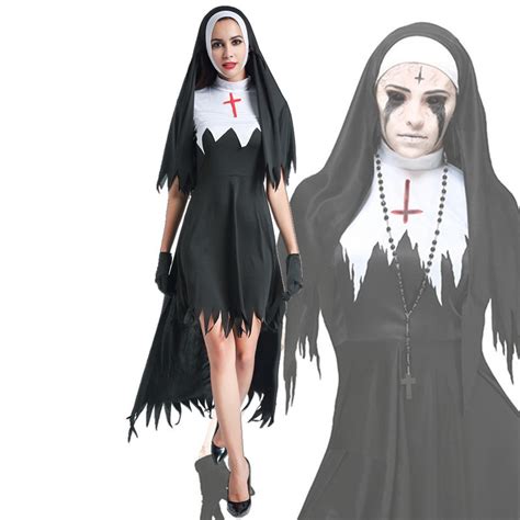 Aliexpress Com Buy Anime Cosplay Nun Dress With Hat Gloves Necklace