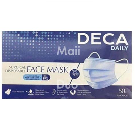 Deca Daily Surgical Disposable Adult Face Mask 50s Blueblack Shopee