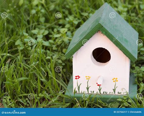 Painted Birdhouse In The Grass Stock Image Image Of House Cute 22756317