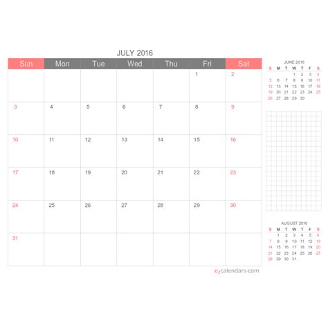 Free Printable One Month Calendar Ezcalendars