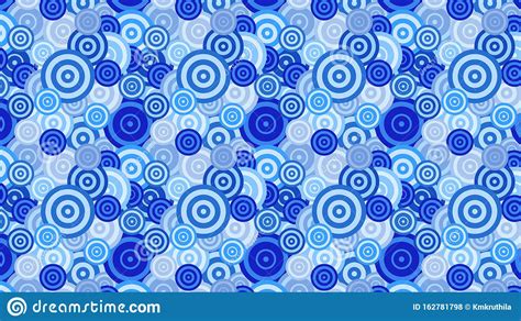 Blue Overlapping Concentric Circles Pattern Illustration Stock Vector