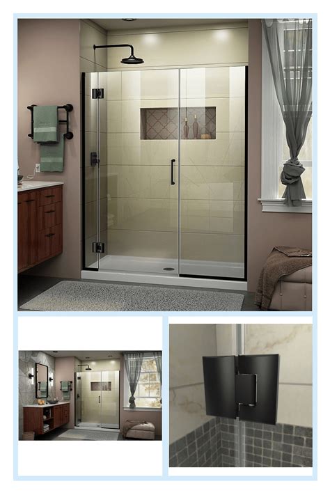 dreamline unidoor x 47 5 48 w x 72 h frameless hinged shower door in satin black frameless