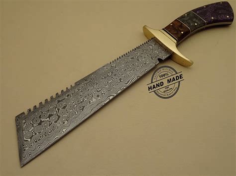 Best Damascus Chopper Bowie Knife Custom Handmade Damascus Steel