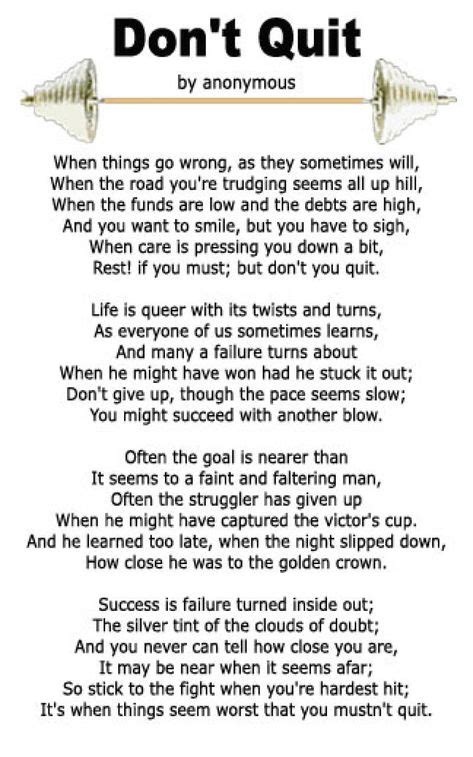 Dont Give Up Poem Want A Copy Of The “dont Quit” Poem Right Click