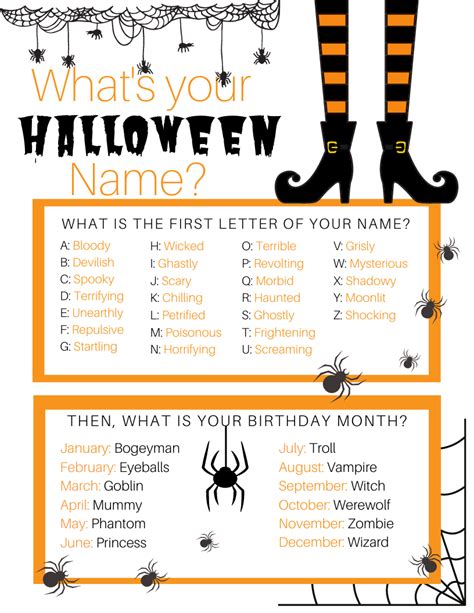 Halloween What S Your Name Game Printable Is A Spooky Amount Of Fun For