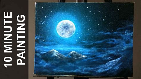 Painting Moonlit Clouds In A Starry Night Sky With Acrylics In 10
