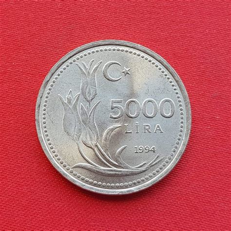 Turkey 5000 Lira 1994 Nickel Brass Dia 28 75 Mm Coin