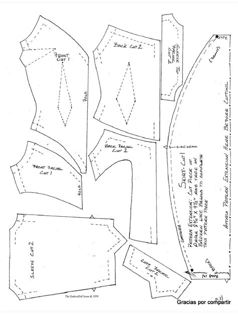 An Image Of The Pattern For A Dolls Top And Pants With Instructions