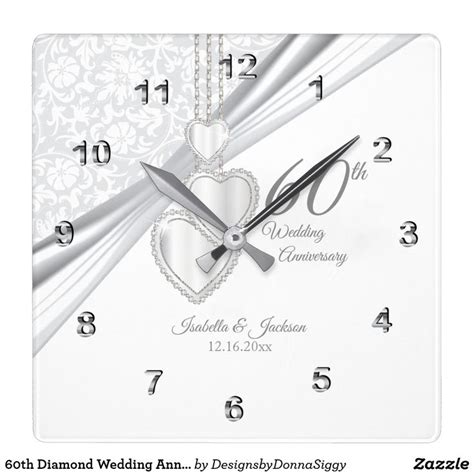 Th Diamond Wedding Anniversary Keepsake Square Wall Clock Zazzle