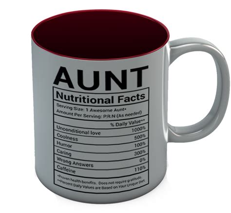 Ts For Aunt Nutritional Facts Label Funny Coffee Mug For Aunt Tea