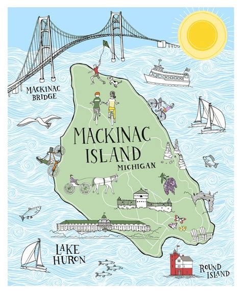 Maybe you would like to learn more about one of these? Mackinac Island map illustration print | Etsy in 2020 ...