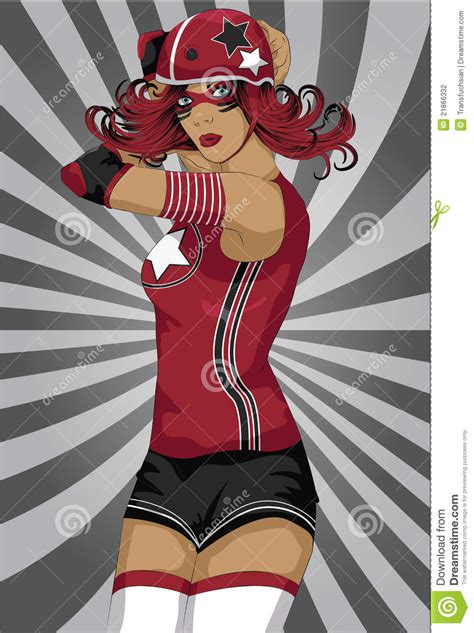 Roller Derby Girl Art Stock Vector Illustration Of Girl 21866332
