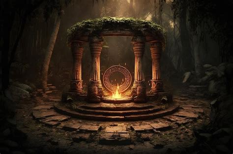 Premium Ai Image Ancient Circle Stone Altar With Fire Ai