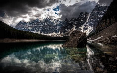 1920x1200 Landscape Mountain Clouds Water Rock Moraine Lake Banff