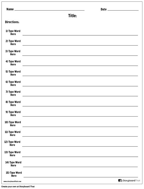 Word Worksheet Template