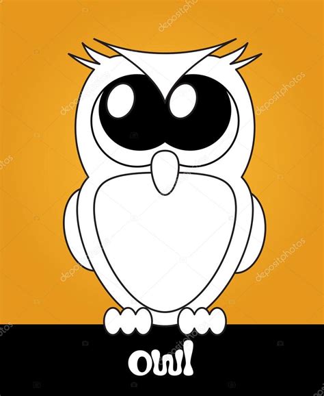 Very Cute Cartoon Owl With Big Eyes Vector — Stock Photo