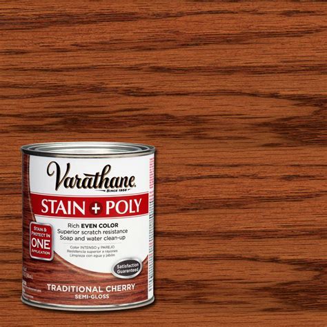 Take your stain, stir it in its container until you achieve a consistent color throughout the stain. Varathane 1 qt. Traditional Cherry Stain and Polyurethane ...