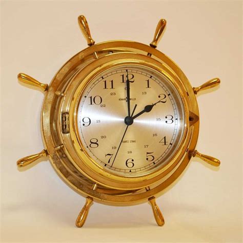 Howard Miller Midcentury Brass Nautical Wall Clock