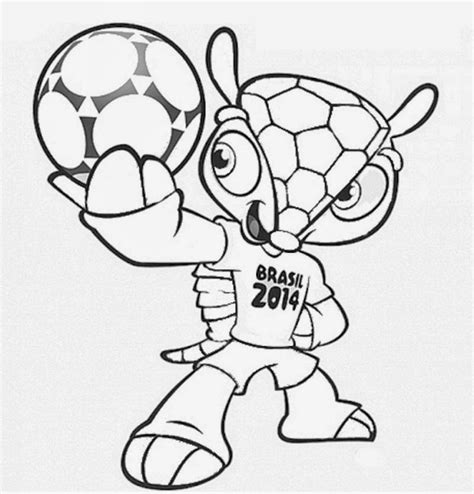 desenhos para colorir e imprimir copa do mundo 2014 mascote fuleco para colorir