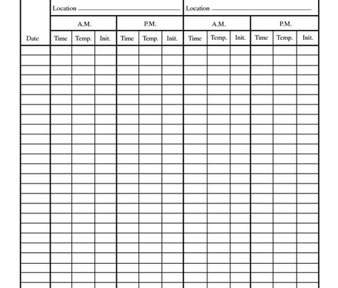 Patient Temperature Log Sheet