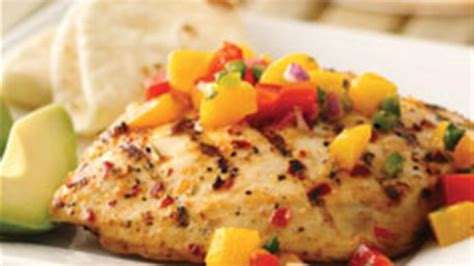 Remove chicken from marinade and discard marinade. Spicy Grilled Chicken with Mango Salsa Recipe - Allrecipes.com