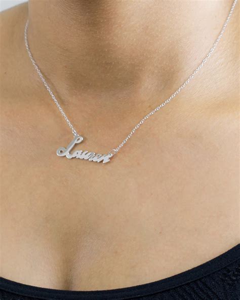 Personalized Cursive Name Plate Necklace Online Jewelry Boutique
