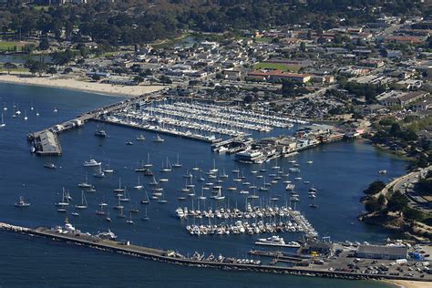 Monterey Ca An Aerial View Of Old Fishermans Wharf On Monterey
