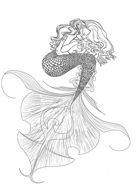 Mermaid Outline Drawing 31 Legend Of The Lost