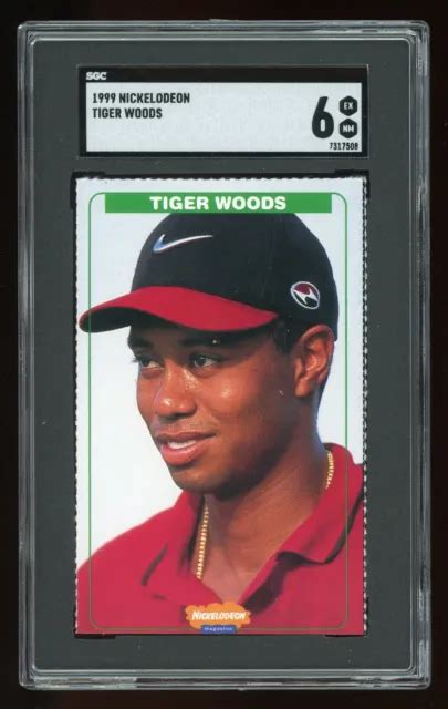 1999 Nickelodeon Magazine Tiger Woods Perforated Card Sgc 6 Very Rare
