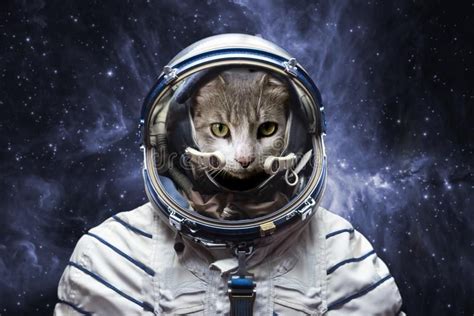 Curious Astronaut Cat In Outer Space Explore Universe Elements Of