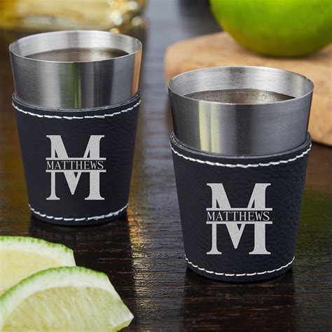 Oakmont Leatherette Wrapped Custom Shot Glasses