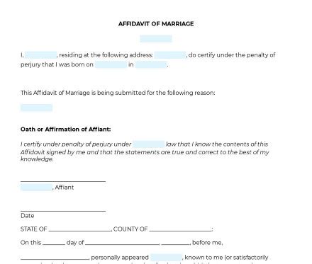 Affidavit Of Marriage WORD PDF Template LegalScrolls