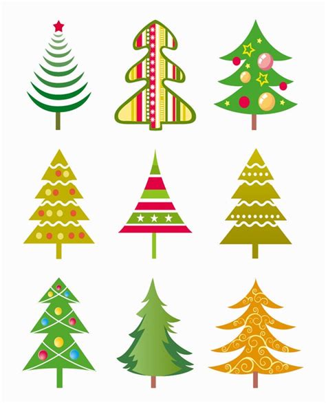 Christmas Tree Vector Illustration Set Free Vector Graphics All