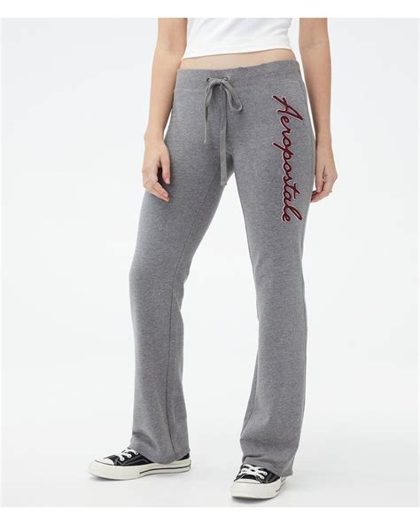 Aéropostale Script Logo Fit And Flare Sweatpants In Gray Lyst