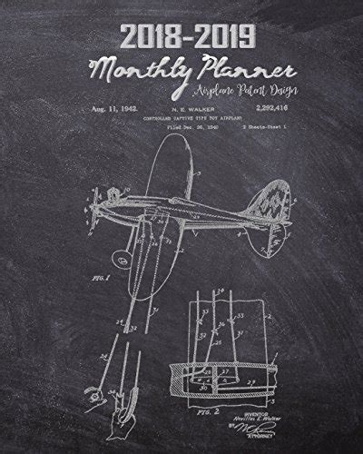 2018 2019 Monthly Planner Airplane Patent Design Airplane Patent Ne
