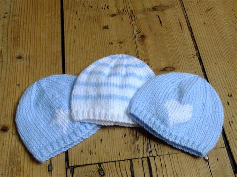 Perfect for baby showers or a welcome gift for newborns. Premature Baby Hat: Blue and white stripe knitted beanie for