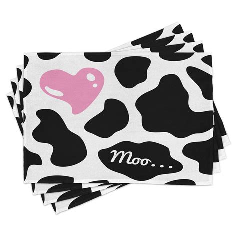 Cow Print Placemats Set Of 4 Camouflage Hide Pattern In Black And White